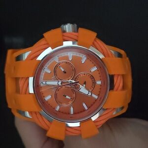 Invicta Men's/Womens Watch with Vibrant Orange and Silver Design